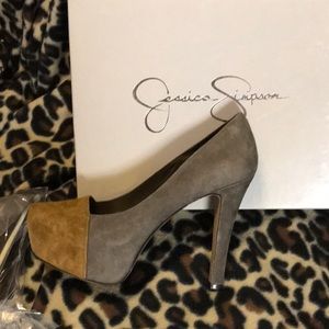 NWT JESSICA SIMPSON KIDSUEDE CHARCOAL/DK TAN 8.5